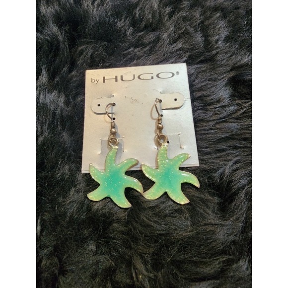 Star Fish Dangling Sea Foam Green Silver Tone Screw on Back - Picture 1 of 2